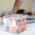 thumbnail image 6 of BESEW7 Shelf Storage Boxes Foldable, Cotton Linen Basket for Bedroom Laundry, Closet Pantry Organizers and Storage Bathroom Decor Drawer Organizer Colorful Triangle, 6 of 7