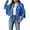 Blue, variant on Jackets For Women Casual Fashion Fringe Suede Leather Jackets Fashion Tassel Motorcycle Cropped Coats Retro Outerwear Blue S