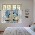thumbnail image 3 of Blue Coastal Starfish Kitchen Curtains 54 Inch Length, Vintage Beige Nautical Coral Summer Tiers Curtains for Bathroom Bedroom Cafe, Light Filtering Small Window Treatment Drapes 2 Panels 42"Wx54"L, 3 of 8