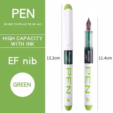 0.5mm F /0.38mm EF Extra Fine Nib Disposable Classic Fountain Pens For Writing For Student Office Painting & Creative Projects EF-Green 12pcs