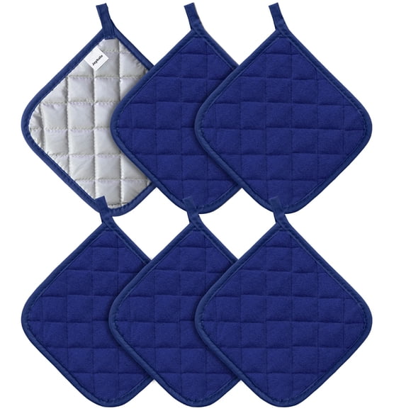 Joyhalo Paquete de 6 agarraderas para cocina resistentes al calor, juegos de agarraderas para horno, almohadillas calientes, agarraderas de tela de rizo para cocinar y hornear