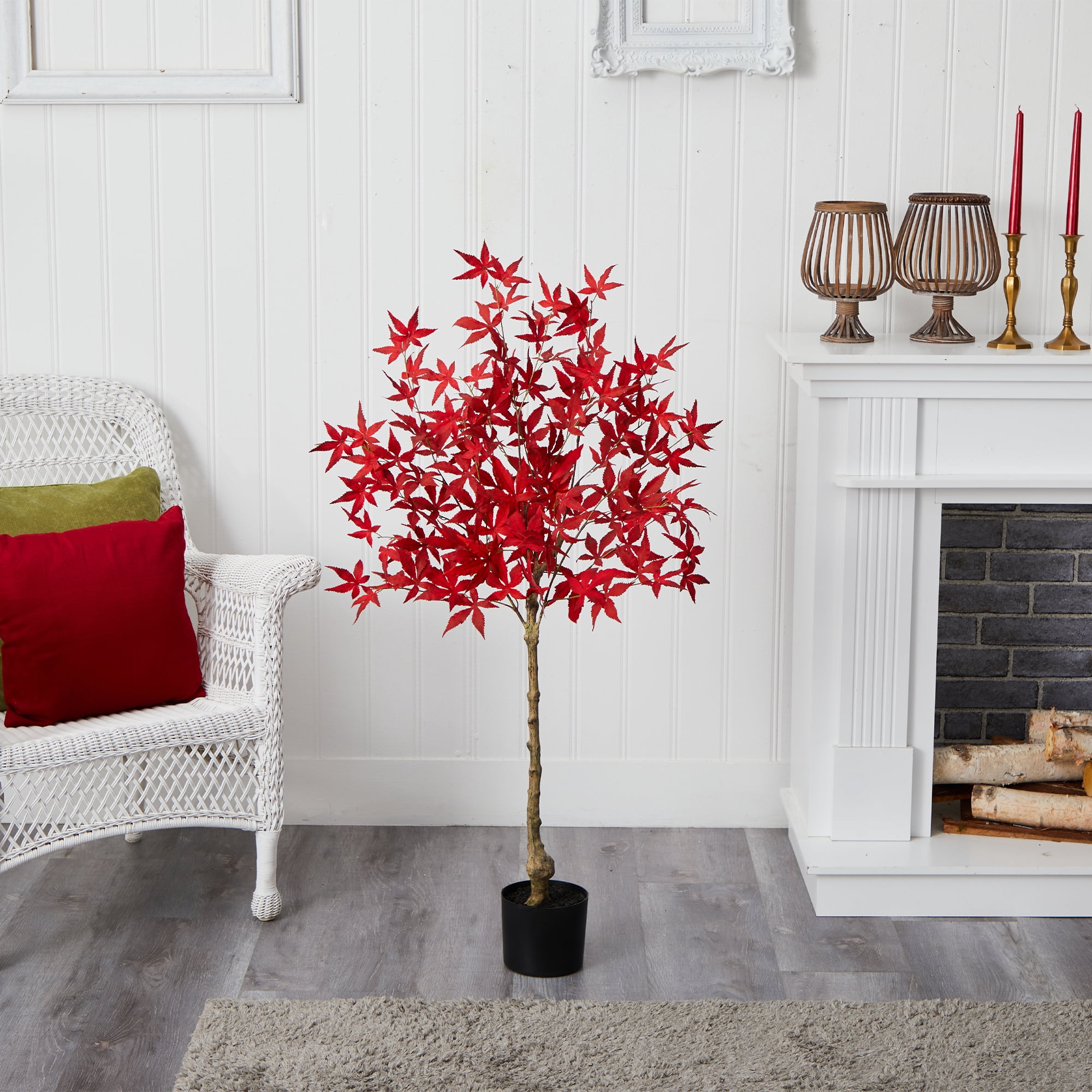 Nearly Natural 48" Maple Artificial Tree in Black Plastic Pot