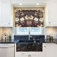 thumbnail image 5 of Yayeee Kitchen Curtains Tier Pair Light Filtering 27"x24" Rod Pocket Short Cafe Window Panel, Black Chocolate Cakes, 5 of 7