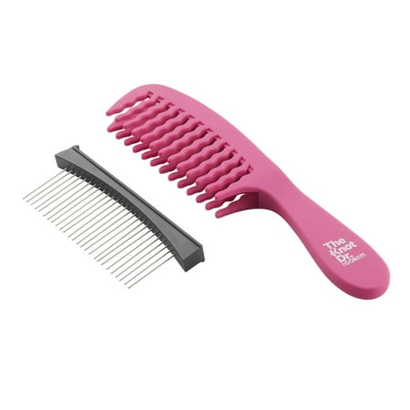 The Knot Dr. for Conair Double Detangler All Purpose Comb with Removable Metal Teeth, Pink