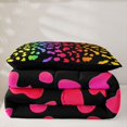 thumbnail image 5 of Manfei Ink Rainbow Twin Comforter Sets, Neon Leopard Print Bedding Set, Black Pink Orange, Black Reversible, 2 Pieces, 1 Comforter and 1 Pillowcase, 5 of 7