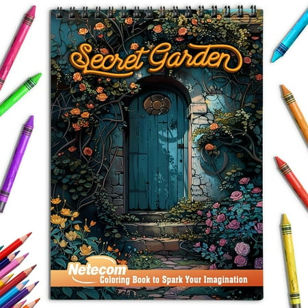 Netecom Secret Garden Coloring Book for Adults Spiral Bound Soft Cover