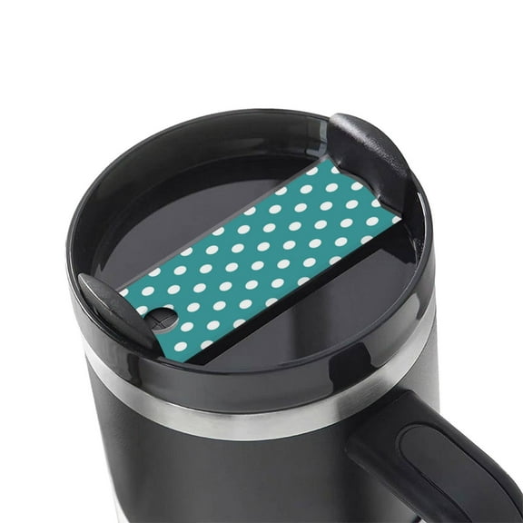 Kdxio White Polka Dots With Teal Background Name Plate Compatible Stanley Cups Name Tag Acrylic Nameplate Tumbler Lid Topper for Cup Accessories