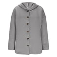 thumbnail image 6 of Mlzmgr Hooded Jackets for Women Casual Long Sleeve Button down Loose Fall Winter Warm Jackets Trendy Solid Color Coats(X-Large,Gray), 6 of 6