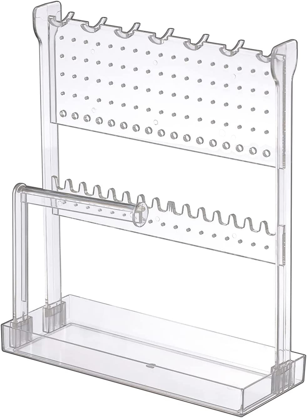PIKADINGNIS Earring Organizer,9Tier Earring Holder with Plastic Tray,Jewelry Organizer Stand