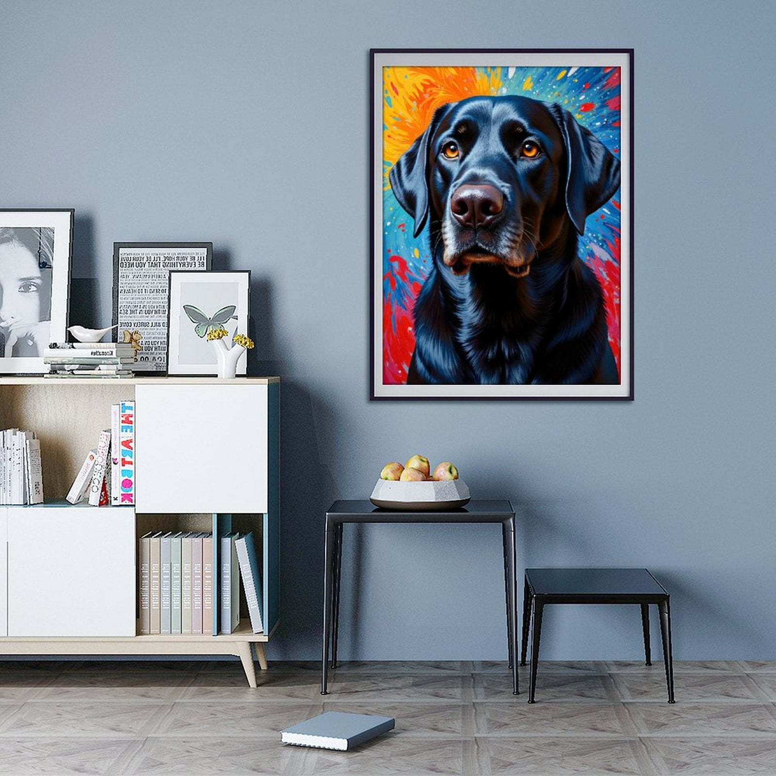 Diamond Art Kits for Adults - 5d Black Lab Vibrant Abstract Background Diamond Painting for Adults, Diamond Art for Adults Beginners, Diamond Painting Kits for Adults for Home Wall Decor