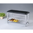 thumbnail image 2 of Roundhill Furniture Metal Shoe Bench with Black Faux Leather Upholstered Seat, 2 of 3