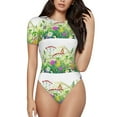 thumbnail image 2 of Goofa Plants and Insects Printed Women Rash Guard Short Sleeve,Tummy control Swimsuit Surfing Swimsuit Bathing Suit One Piece Swimsuit UPF 50-, 2 of 9