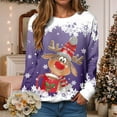 thumbnail image 2 of zaveiop Christmas Sweatshirts for Women Ugly Cute Sweatshirt Elk Print Casual Sweaters Long Sleeve Crewneck Pullover Top (Z3-Purple, L), 2 of 8