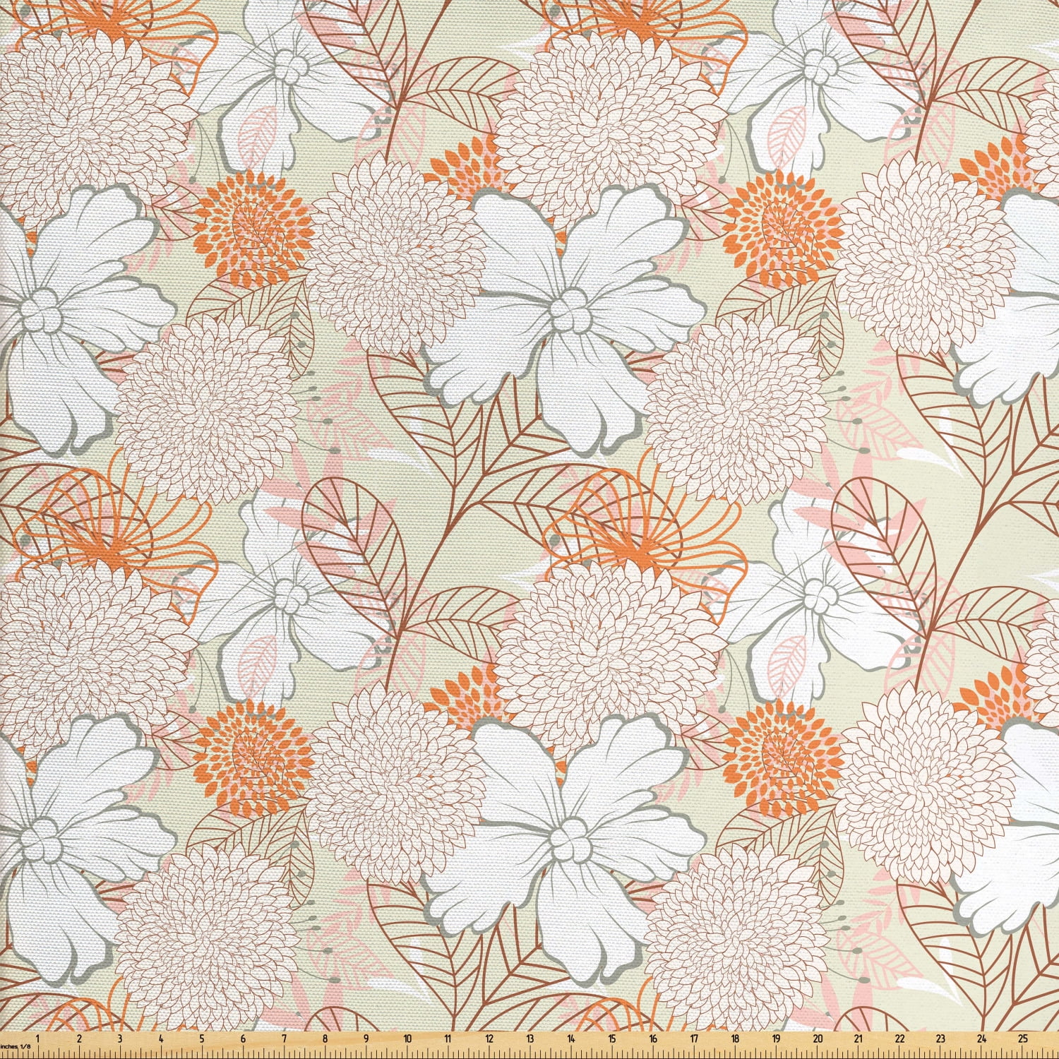Floral Fabric by The Yard, Pastel Colored Retro Spring