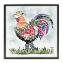 Stupell Industries Cowboy Floral Hen Animals & Insects Painting Black Framed Art Print Wall Art, 12 x 12