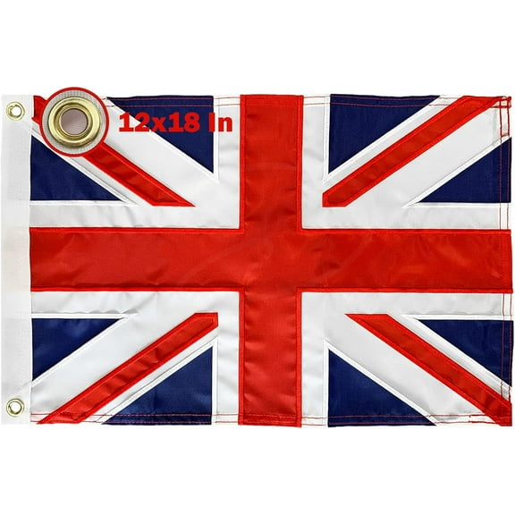 British Flag 12x18 inch, Embroidered embroidery Double Sided and British Flags Heavy Duty for Outdoor, Vivid Color Fade-resistant,Sewn Stripes
