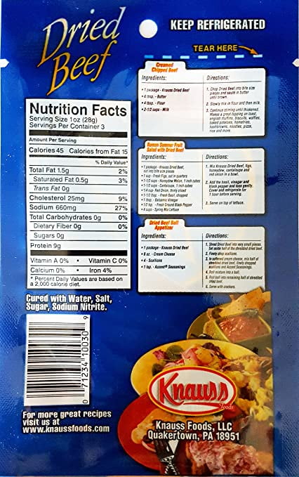 Knauss Dried Beef (4) 3 oz. packages Refrigerated