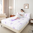 thumbnail image 4 of Castle Fairy Personalized Initial Letter I 4 Pieces Queen Sheet Sets for Children Women Men,Bow Tie Stripes Ultra Soft Flat Sheet,Monogrammed Alphabet Queen Fitted Sheet,Breathable Home Decor, 4 of 7