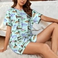 thumbnail image 4 of Pofeuu Mallard Duck Of Lotus Flowers Print Women's Pajama Set Short/Shorts Soft Button PJs Elastic Drawstring Waist Sleepwear-Medium, 4 of 6