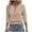 Beige, variant on SnZhen Women's 3/4 Sleeve Tops Fashion Ladies Crew Neck Button Cropped Sleeve T-shirt Top Beige L