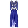 thumbnail image 5 of Women Belly Dance Outfits Long Sleeve Lace-up Chiffon Crop Skirt Princess Dress Up Costume, 5 of 7