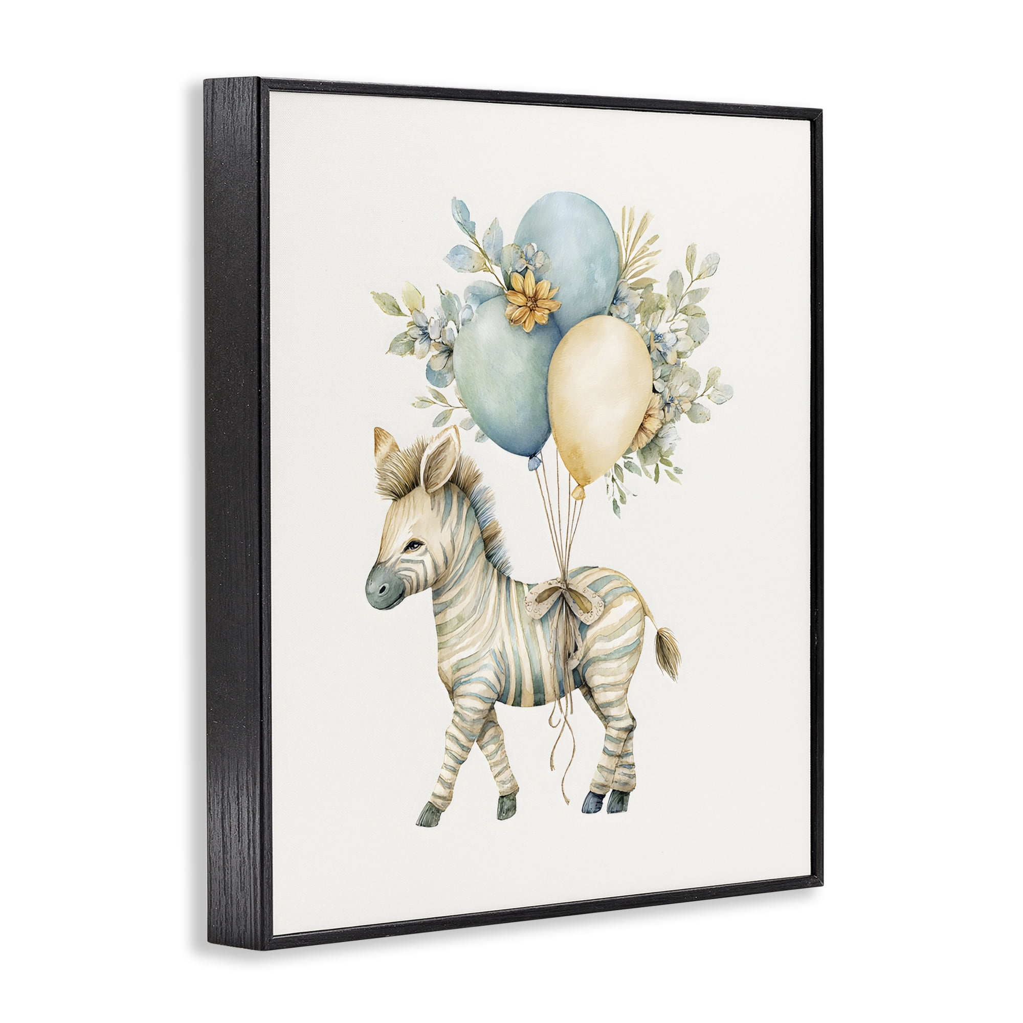 Stupell Industries Watercolor Nursery Zebra Black Framed Giclee Art, design by LSR Design Studio