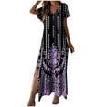 thumbnail image 2 of Robes pour Femmes 2024 Été Surdimensionnée Manches Courtes Fente Col Rond Décontractée Robe Imprimée Rabais de 50 % Liquidation!, 2 of 6