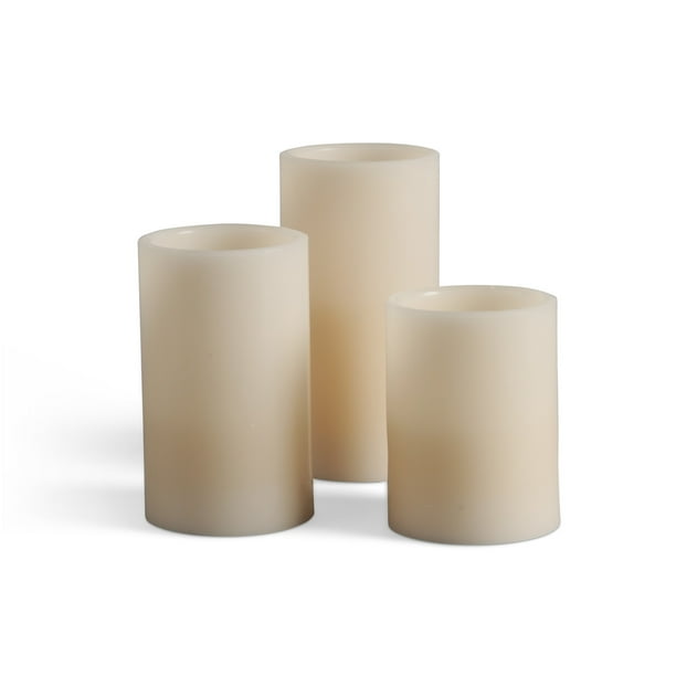 Everlasting Glow Vanilla Scented Candle with Soft Flicker (Set of 3), Bisque