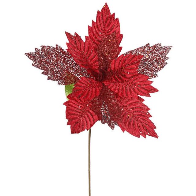 Vickerman QG162103 Fleur de Poinsettia Rouge, 22 & 15 Po.