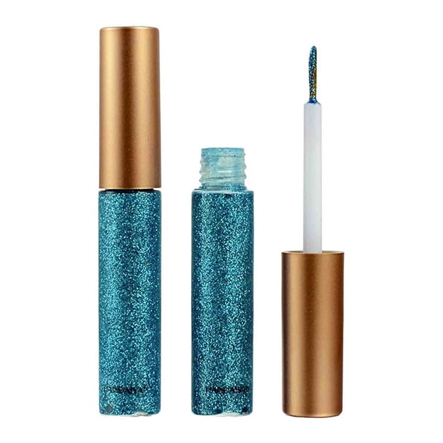 Fiudx Delineador de Ojos con Purpurina, Delineador Líquido Profesional con Pincel Fino, Maquillaje de Ojos Resistente Al Agua y de Larga Duración, Colores Brillantes y Fascinantes, Looks Glamurosos p