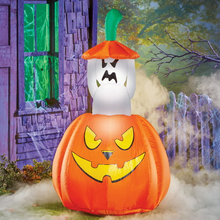 Collections Etc 4 Foot Inflatable Animated Ghost Halloween Decoration, Lighted, Lawn Yard Garden Outdoor Décor
