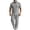 Gray1, variant on StSilkitty Men's 2 Piece Outfits Solid Color Short Sleeve Button down Collared Shirts and Elastic Waist Pants Set Cotton Linen Casual Sets