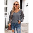 thumbnail image 3 of Women's Patchwork Long Sleeve Top Striped Casual Loose Shirt T-Shirt, 3 of 5