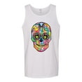 thumbnail image 2 of Wild Bobby Dean Russo Colorful Sugar Skull Streetwear Men Graphic Tank Top, White, 3X-Large, 2 of 5