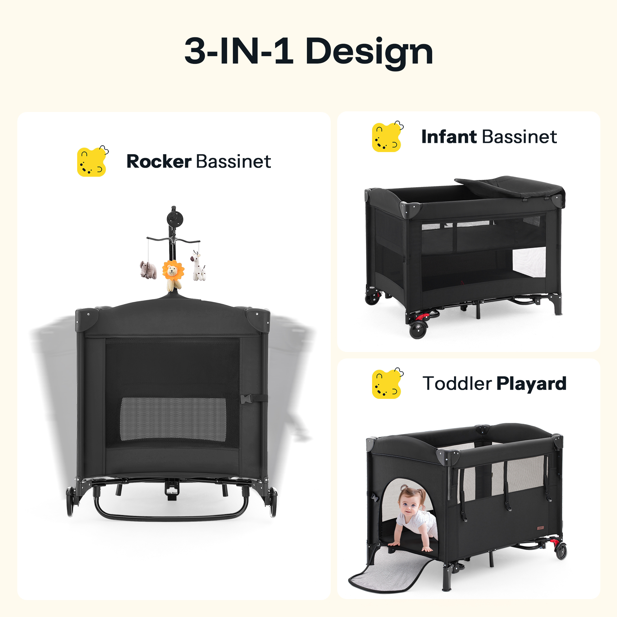 HARPPA 5-in-1 Baby Bassinet with Playard & Changing Table photo 2