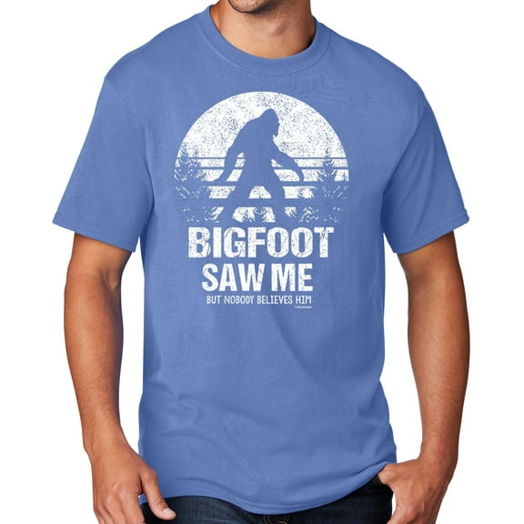 Men's Bigfoot Saw Me Funny Sasquatch T-shirt, 3XL Carolina Blue - TALL
