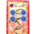 thumbnail image 2 of Tara Girls Twin Flower Assorted Color Metal Free Ponytail Holder Elastics - 8 Pcs., 2 of 4