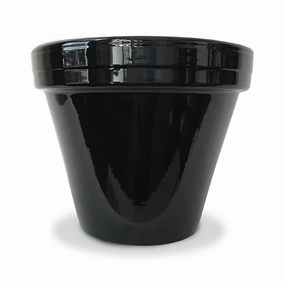 Ceramo 173743 8.5 x 7.5 in. Powder Coated Ceramic Standard Planter, Black - Pack of 10
