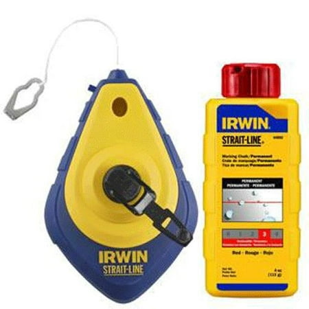 IRWIN SPEED-LINE CHALK REEL AND 4 OZ. BLUE CHALK 100' 3:5:1 GEAR RATIO