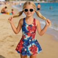 thumbnail image 3 of Tutolipy Tie-Dye American Flag Star Pattern Girls One Piece Swimsuit with Skirt, Soft Bathing Suits Dresses, Built-in Liner for Beach, Size 6-7 Years, 3 of 8