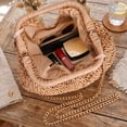 thumbnail image 4 of BadPiggies Straw Beach Bag for Women, Crochet Crossbody Bags Small Boho Purse Top Handle Woven Handbags Chain Clutch (Khaki), 4 of 9