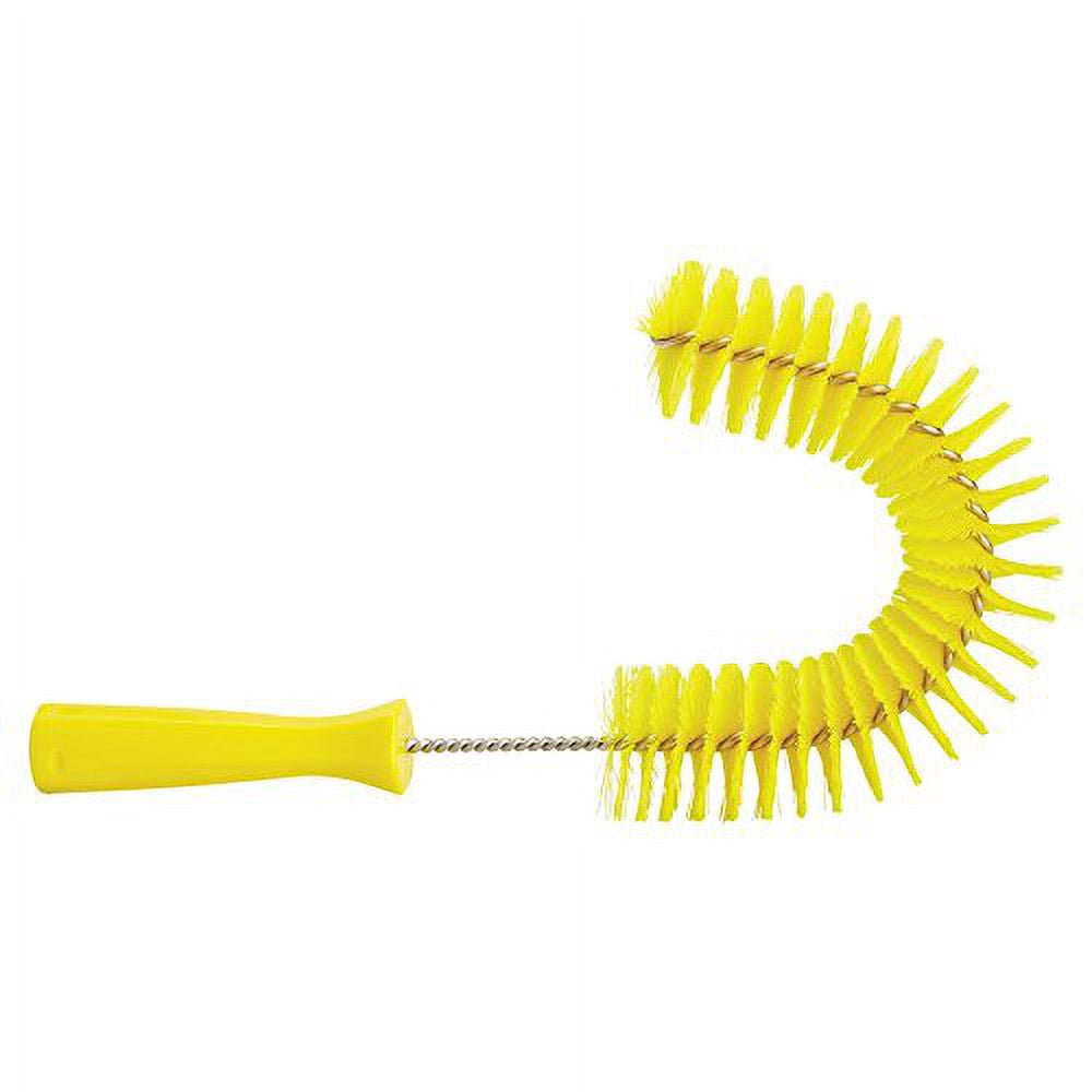 Vikan 53726 Hook Brush - 14.17-Inch Curved BPA-Free Pipe, Tube, and Gutter Cleaner, Compatible with Vikan Extension Poles, Yellow CA1
