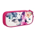 thumbnail image 1 of TEQUAN Large Capacity Pencil Case, Pink Watercolor Butterfly Pattern Pencil Pouch 2 Compartments Pencil Bag (Pink), 1 of 7