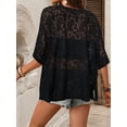 thumbnail image 5 of Gynyvoja Women'S See Through Sheer Lace Summer Tops Crew Neck Short Sleeve T-Shirts Black S, 5 of 9