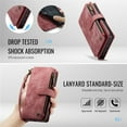thumbnail image 6 of CaseMe Case for iPhone 17 Pro Wallet Case for Women Men, Fashion Durable PU Leather Magnetic Flip Lanyard Strap Wristlet Zipper Card Holder Wallet Phone Case for iPhone 17 Pro 6.3-inch,Red, 6 of 9