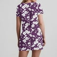 thumbnail image 6 of Uaswgudfs Women's Short Sleeve V-Neck Midi Dress​ - Summer Casual Floral Embellishment & Pockets, Knee-Length Soft Fabric & Versatile Style Purple S, 6 of 7