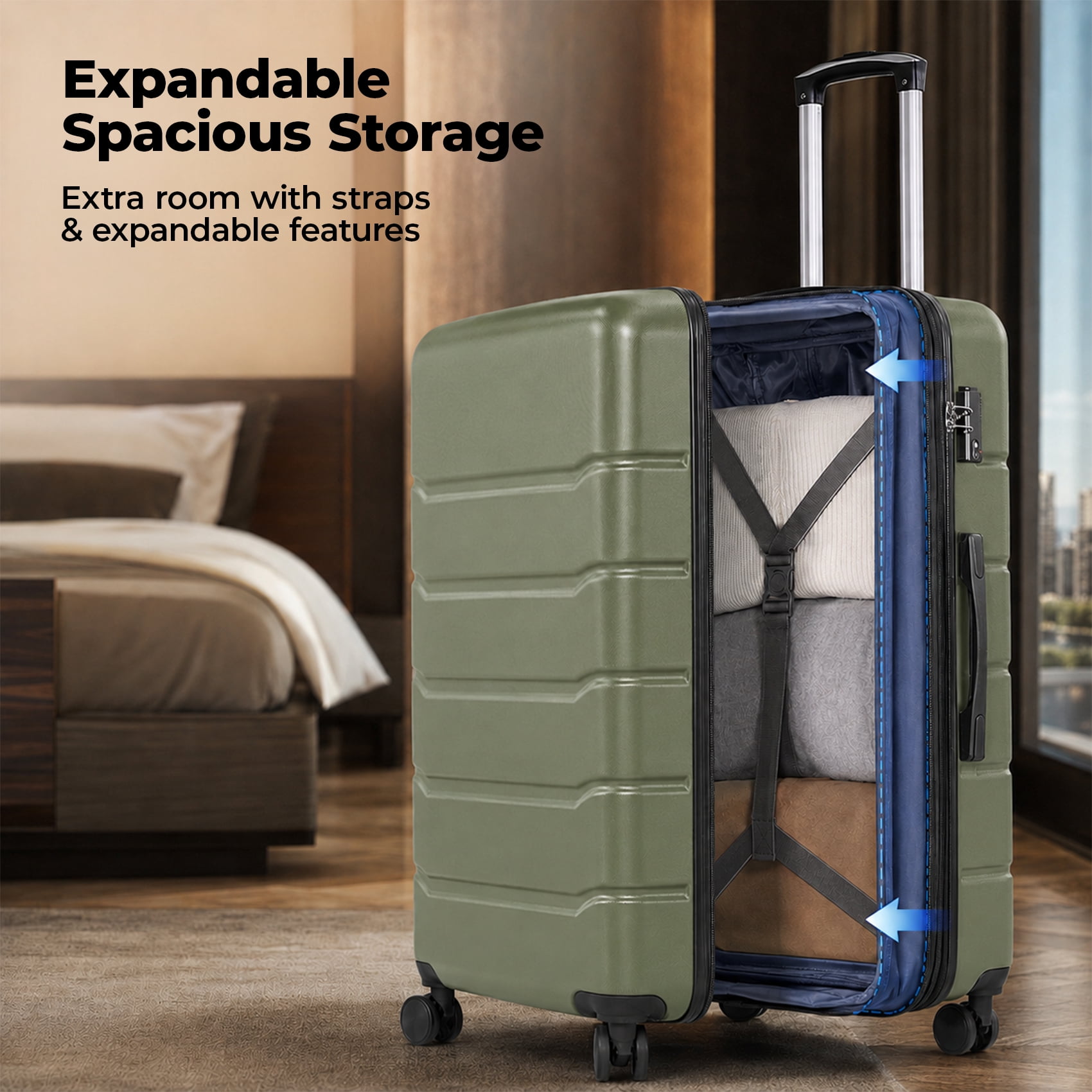 Alvantor 20/24/28 Inch Luggage, Set Suitcase Spinner Hardshell Lightweight TSA Lock, Durable ABS Lightweight Suitcase for Travel
