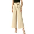 thumbnail image 1 of INSPIRAR CHIC Pantalones de pierna ancha para mujer con bolsillos, nudo atado, cintura alta, pantalones palazzo XL color albaricoque, 1 of 6