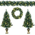 thumbnail image 5 of Juego de decoración navideña preiluminada de 4 piezas Costway con guirnalda y árboles de entrada 120 cm, 5 of 5