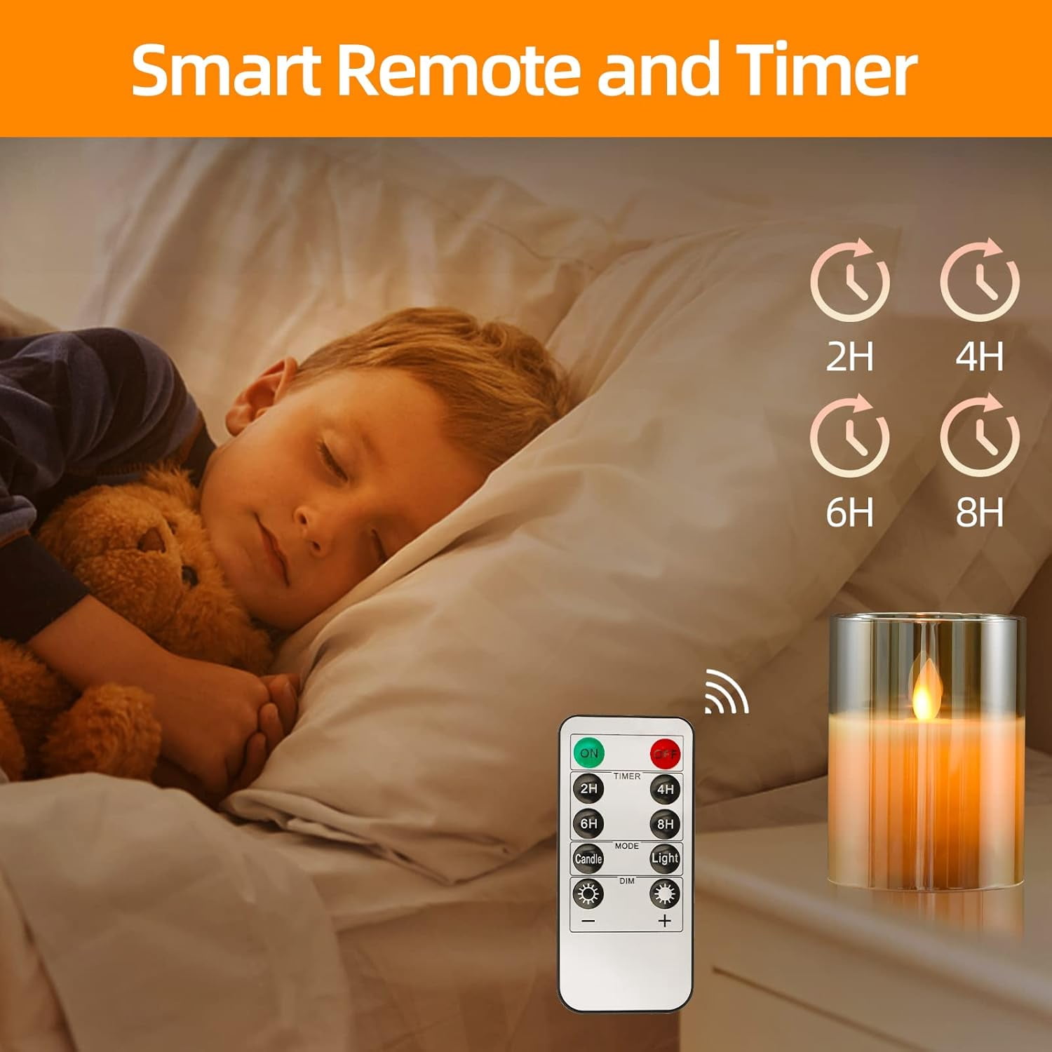 Cimetech Flickering Flameless Candles Set of 3, 3D Wick Acrylic Electric Fake Candles,Easter Decor, Battery Operated with Remote and Timer-Gold 4''x5''x6''